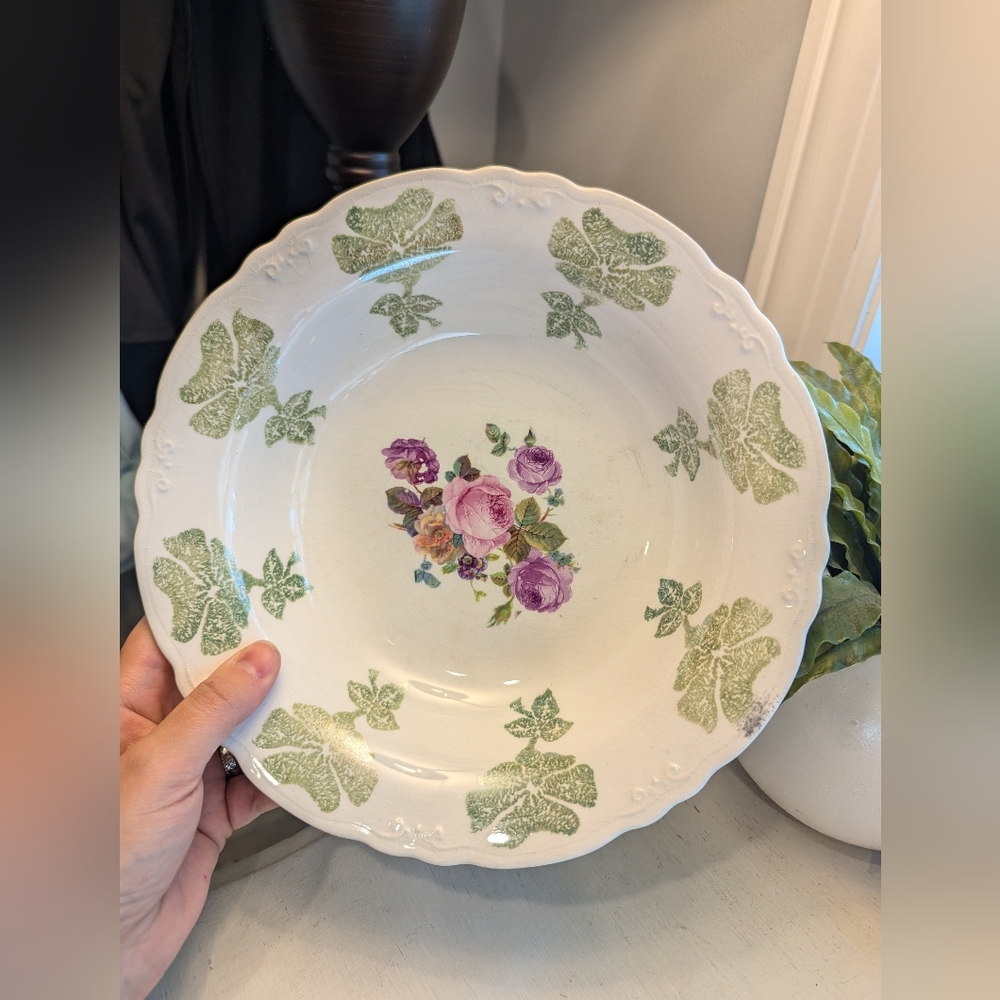 Gorgeous Vintage C.P. Company Rose Painted Bowl 9.25"